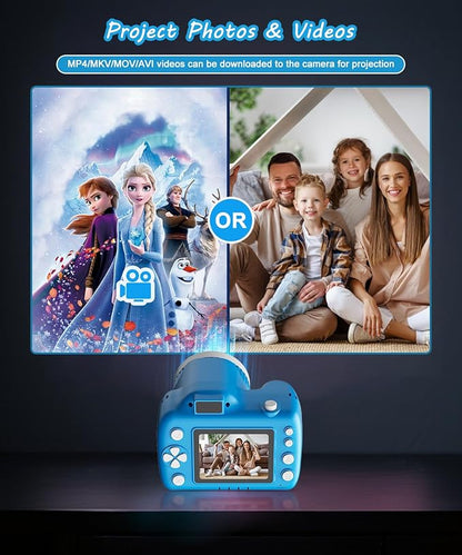 Kids Camera Toys for 5-12 Year Old Girls Boys,1080P Kids Digital Camera with Projector, Digital Video Camera with Music Download for Girls and Boys,Best Chritmas Birthday Festival Gift for Kid (Blue)