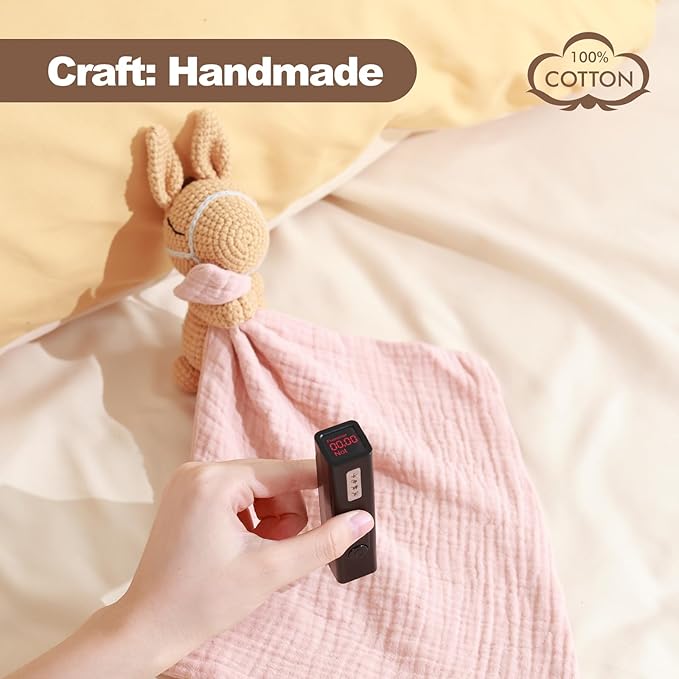 Hand-Knit Crochet Baby Animal Security Blanket | Organic Cotton Baby Shaker Rattle Toy & Comforter Lovey | Soft Sensory Stroller Toy for Newborns Infants 0-6-12 Months (Baby Pony Design)