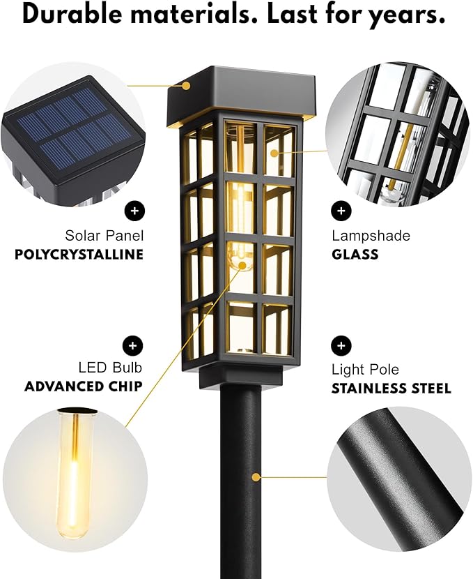 PASAMIC Solar Pathway Lights Outdoor8 Pack Solar Pathway Lights, LED Solar Lights Outdoor, IP65 Waterproof Outdoor Solar, Landscape Lighting for Patio Driveway Decor, Transparent