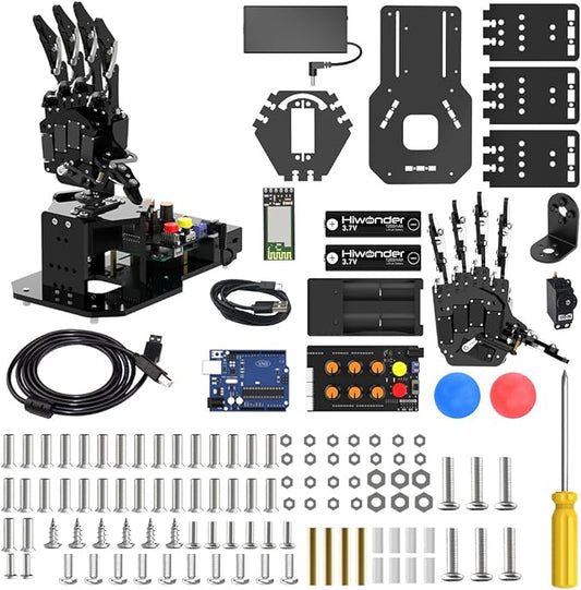 Robot Hand with Arduino Open Source AI Bionic Robotic Hand Five Fingers Solely Movement Mechanical Arm DIY Smart Robot & Engineering Kits, Science/Coding/Programming Set, Starter Kit