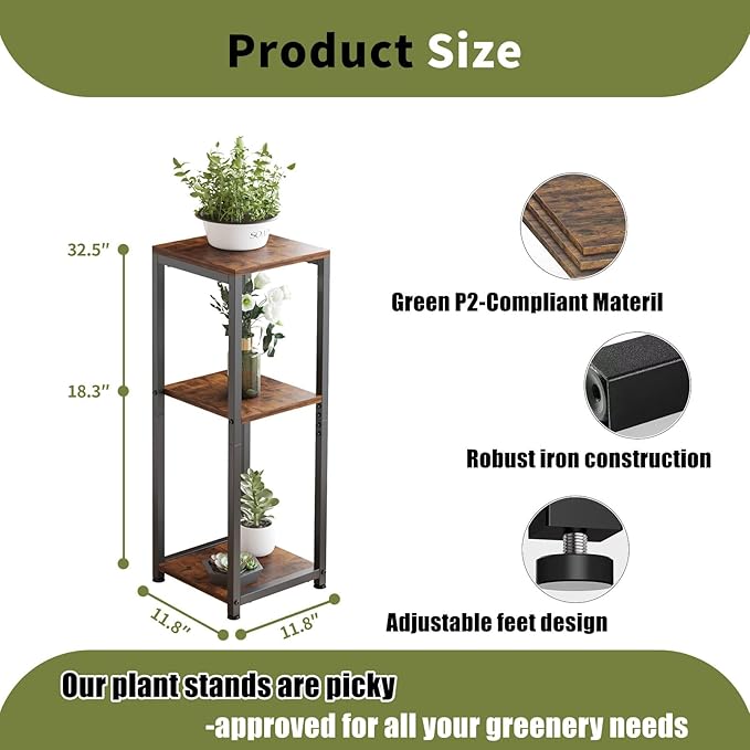 Tall Plant Stands Indoor, 3 Tier Plant Table, Corner Plant Stands for Indoor Plants Multiple, Small Side Table for Indoor Plants, Tall Plant Table