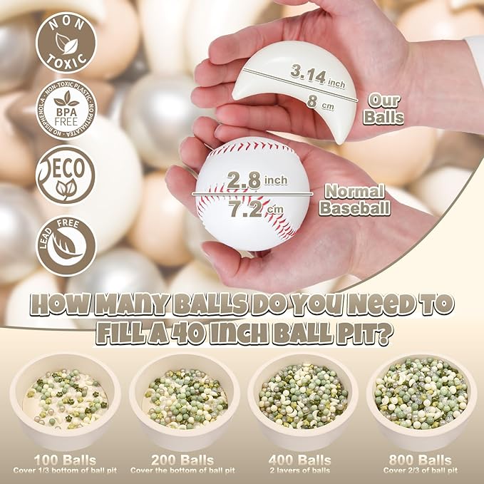 GOGOSO Ball Pit Balls Stars Moon Shapes Plastic Pitballs for Toddler Play Tent Baby Photo Props Kids Pool Water Toys Kiddie Pool Party Decor, Coffee+Beige Mix Cream Colors +Pearl Colors,200PCS