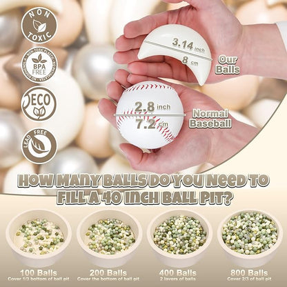 GOGOSO Ball Pit Balls Stars Moon Shapes Plastic Pitballs for Toddler Play Tent Baby Photo Props Kids Pool Water Toys Kiddie Pool Party Decor, Coffee+Beige Mix Cream Colors +Pearl Colors,200PCS