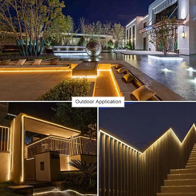 Outdoor LED Rope Light Waterproof, AC 110V,1800LEDs,3500k LED Strip Lights 15M/49.2ft Fexible LED Tape Light for Garden, Patio, Indoor Outdoor Decoration