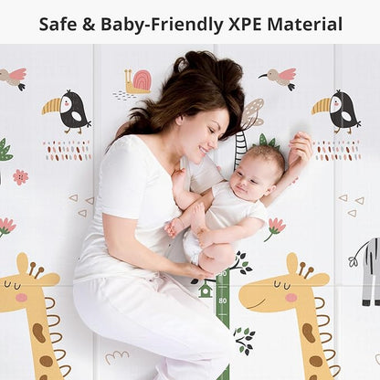 Baby Play Mat - 79" x 71" Extra Large, Foldable, Waterproof, Reversible for Indoor & Outdoor