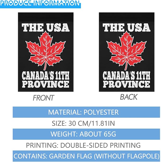 The US Canada’s 11th Province Seasonal Garden Flag 12x18 Double Sided Funny Banner for Indoor