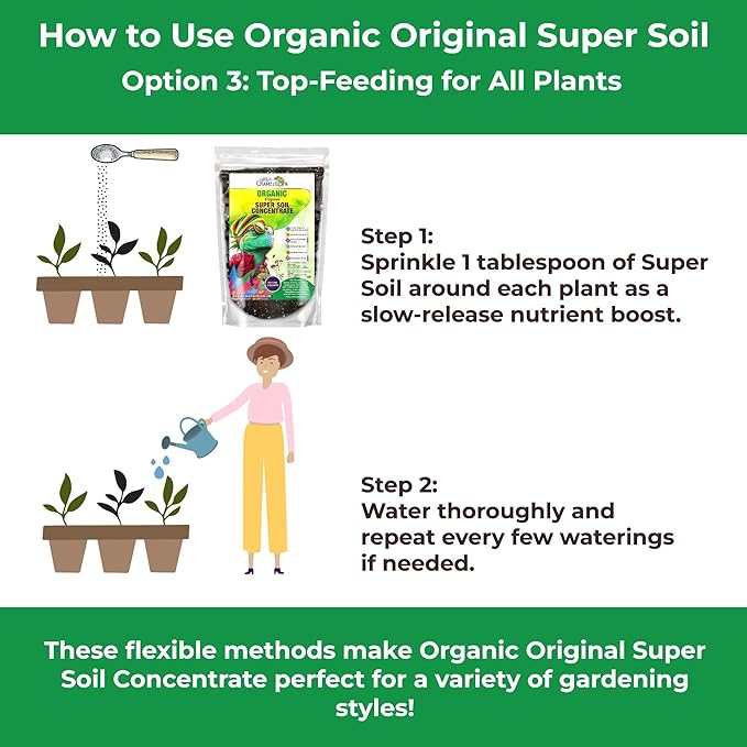 Organic Original Super Soil Concentrate with Mycorrhizae – Living Soil Boosts Roots & Buds for Seeds & Clones - Indoor & Outdoor Growing - Mix 1:4 with Topsoil Potting Soil (2 quarts)