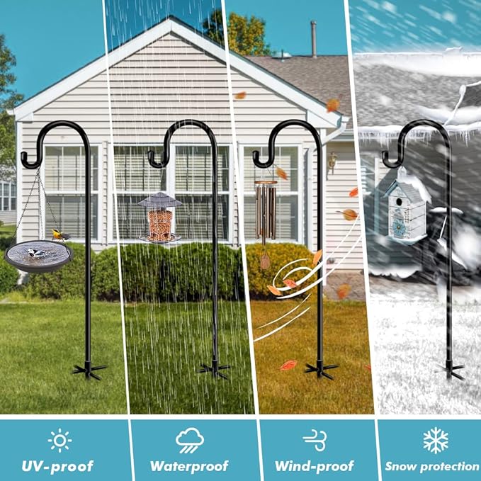 Shepherd Hooks for Bird Feeder Outdoor 44 inch, Small Heavy Duty Hummingbird Feeder Poles for Hanging Planter Basket Wind Chimes Garden Decor 2Pcs