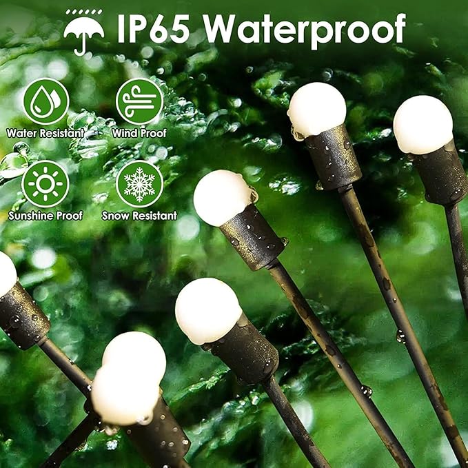 2025 Solar Lights Outdoor Waterproof, 4 Pack Solar Garden Lights, Solar Firefly Lights Outdoor Waterproof, Solar Twinkle Swaying Fairy Light for Pathway Yard Garden Christmas Decorations (Warm White)