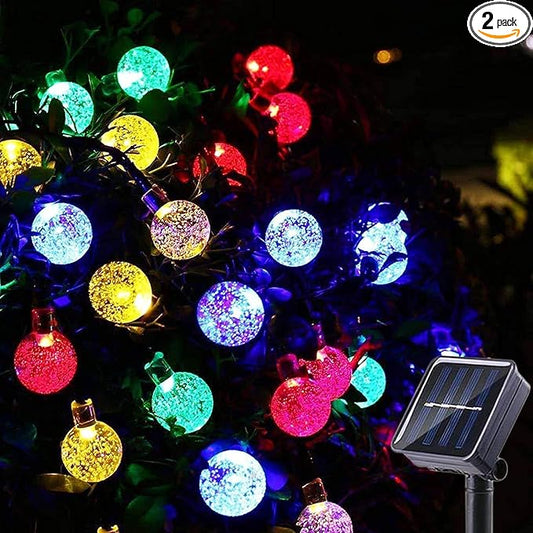 Solar String Lights Outdoor 2 Pack 200 Led 80FT Multi-Color Crystal Globe Lights with 8 Lighting Modes, Waterproof Solar Powered Patio Lights for Garden Yard Porch Wedding Party Decoration