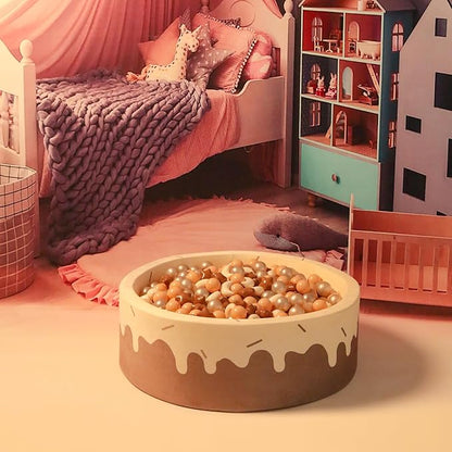 GOGOSO Ball Pit Balls Stars Moon Shapes Plastic Pitballs for Toddler Play Tent Baby Photo Props Kids Pool Water Toys Kiddie Pool Party Decor, Coffee+Beige Mix Cream Colors +Pearl Colors,200PCS