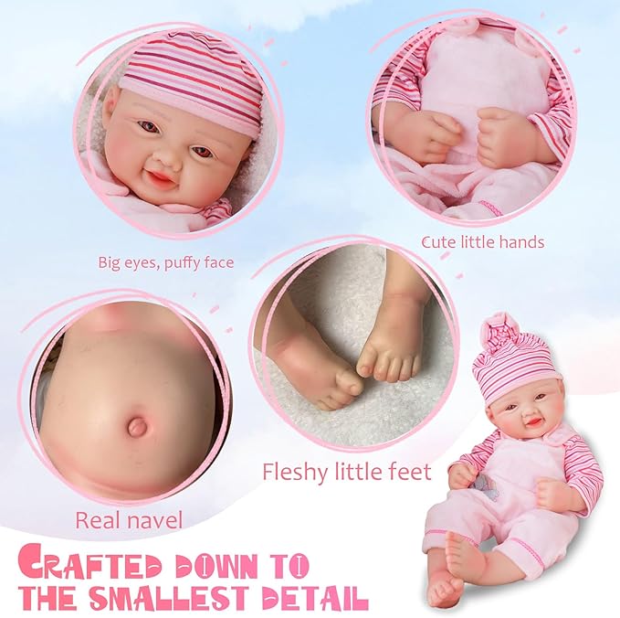 Girl 17.5 Inch, Full Silicone Baby Doll, Realistic Baby Dolls, Realistic Veins & Pose, Not Vinyl, Reborn Baby Dolls Silicone Full Body, Gift Set