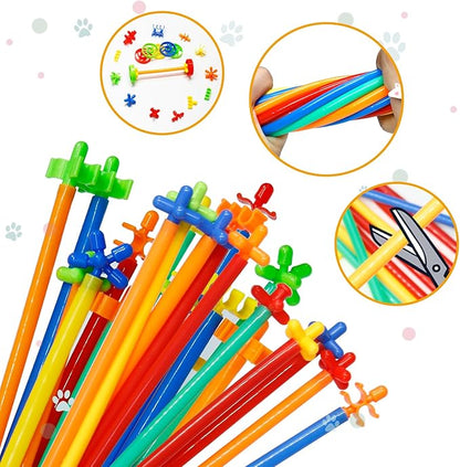 Ggiibro Straw Constructor Toys STEM Building Toys 1200Pcs Toys Aged for 3 4 5 6 7 8+ Interlocking Plastic Toys Engineering Toys Thin Tube Blocks Toy Educational Toy Kit for Classroom Kids Toys Set