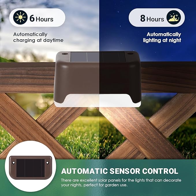 GIGALUMI 12 Pcs Solar Deck Lights, Bronze Finished Waterproof Led Solar Lamp for Outdoor Pathway, Yard, Patio, Stairs, Step and Fences. (Cool White)