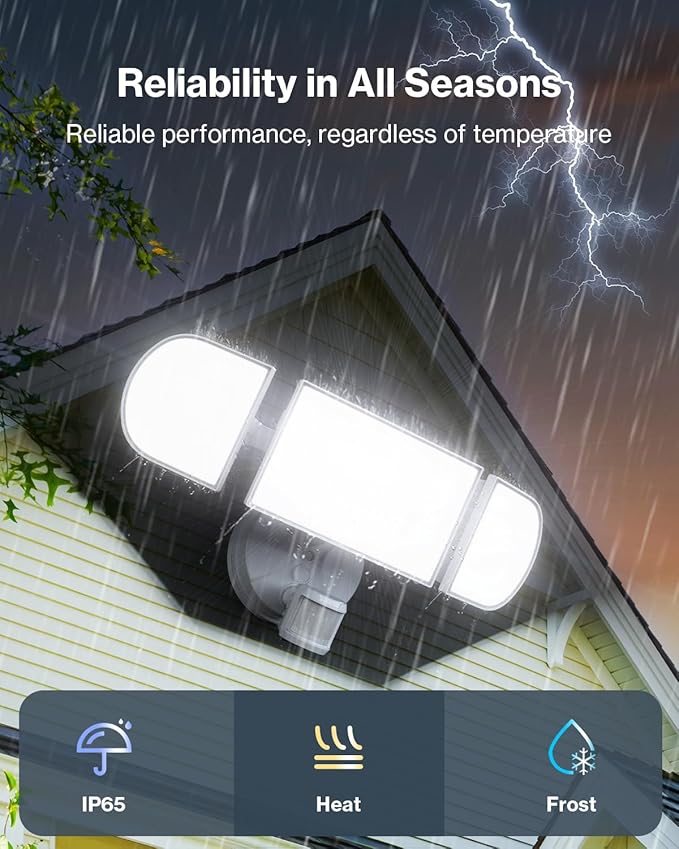 Olafus 180W Motion Sensor Outdoor Lights, 18000lm Dusk to Dawn LED Flood Lights Outdoor Wired, 6500K Daylight Motion Lights for Outside, IP65 Waterproof Exterior Security Light, White