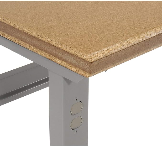 Global Industrial Mobile Adjustable Height C-Channel Leg Workbench, Shop Top Square Edge, 60"W x 30"D, Gray