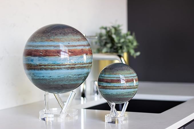 MOVA Jupiter Globe 4.5” – Solar-Powered Rotating Planet Display for Desk or Shelf | No Batteries or Wires | Floating-Style Space Decor