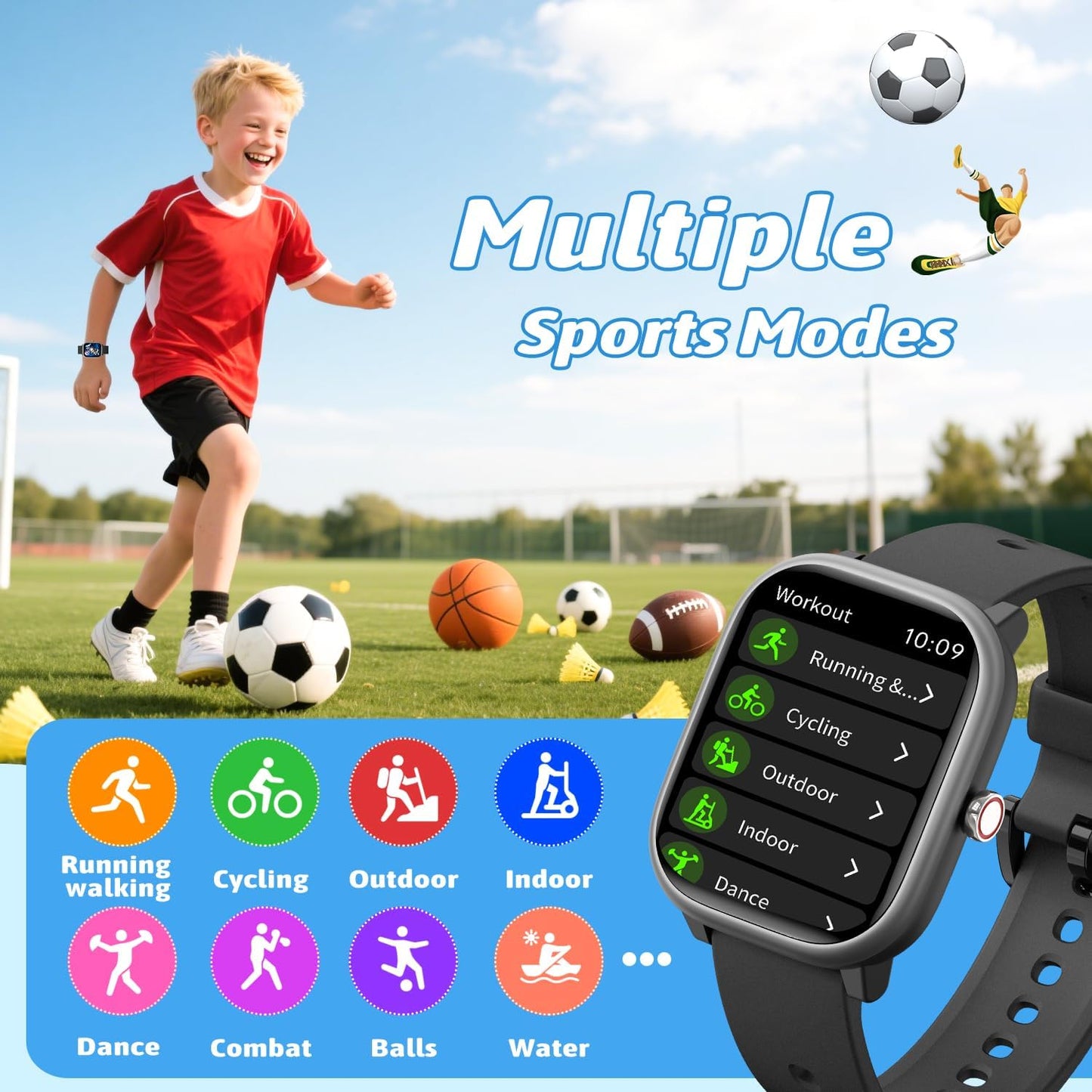 Smart Watch for Kids Girls Boys No APP/Phone Needed, 1.8" IP68 Waterproof Sport Kids Watch Pedometer, Heart Rate, Sleep Monitor, Step Counter, 12 Puzzle Games for Girls Boys Teens 6-16