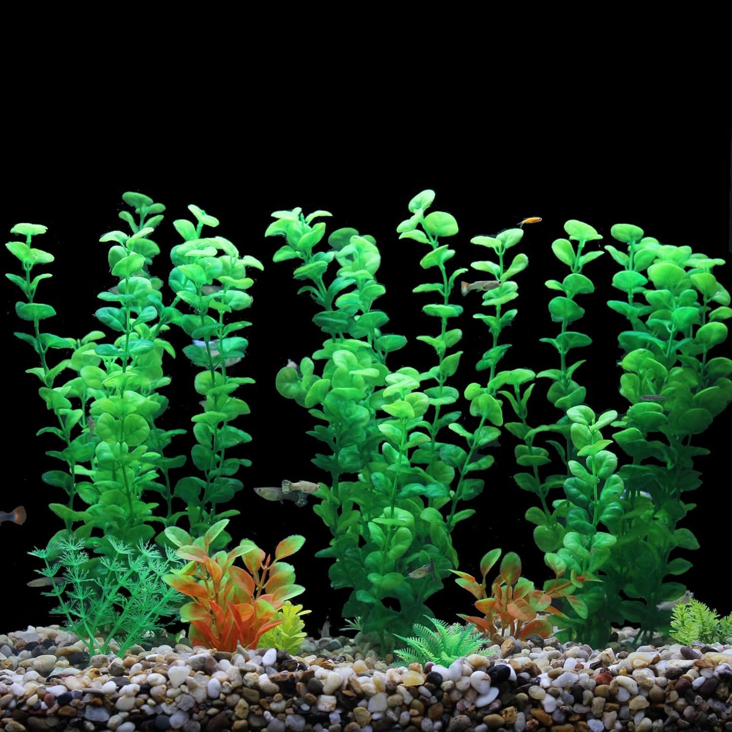 AQUANEAT Fish Tank Artificial Plants, Aquarium Plants Plastic, 12Inch Tall Green Decorations,10packs