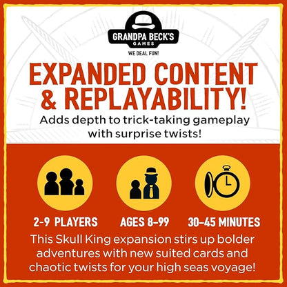 Grandpa Beck's Games Skull King Expansion - The Ultimate Pirate Trick Taking Game | from The Creators of Cover Your Assets & Cover Your Kingdom | 2-8 Players 8+