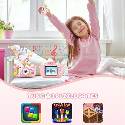 Kids Camera Toys Digital Camera for Girls Boys, Christmas Birthday Gifts for Kids Age 3-12, Selfie 1080P HD Video Digital Camera for 3 4 5 6 7 8 9 10 Year Old Girls with 32GB TF Card