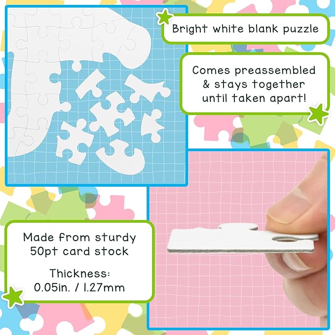 Hygloss 100 Blank Person-Shaped Puzzles – 8.5 x 10.5 Inches – Ideal for All-About-Me Activities – Write, Draw, and Decorate – 26 Pieces Each