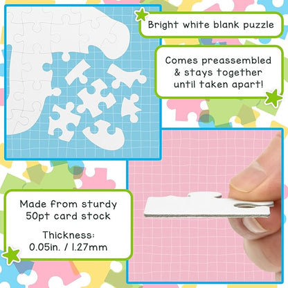 Hygloss 100 Blank Person-Shaped Puzzles – 8.5 x 10.5 Inches – Ideal for All-About-Me Activities – Write, Draw, and Decorate – 26 Pieces Each