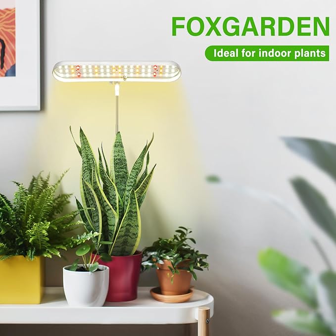 FOXGARDEN® Grow Light, Full Spectrum LED Grow Lamp, Plant Lights for Indoor，Auto Timer 4/8/12H, 4 Dimmable, Height Adjustable 8.5"-24", Growing Lights 2 Pack