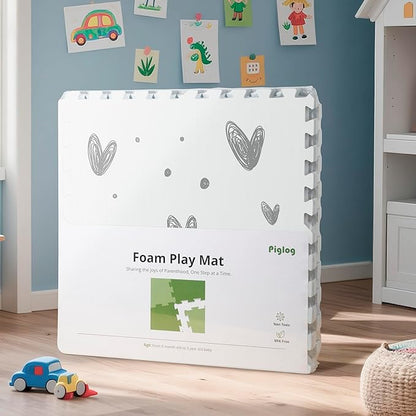 XL Baby Play Mat-72”x 48” Puzzle Play Mat,with 6 Foam Floor Tiles,Interlocking Foam Baby Mat for Babies&Toddlers,Waterproof,Expandable Tiles with Edges,Tummy Time Mat(Love)