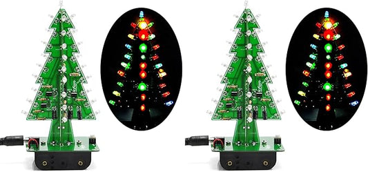 Gikfun Christmas Tree 3D Xmas Tree Led DIY Kits 7 Color Flash Circuit LED EK1697 (Pack of 2)