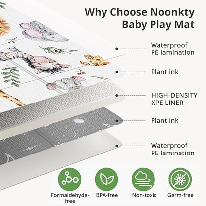 Baby Play Mat, 59 x 59 PlayMat Perfect for Use Baby Playpen, Foldable Soft Foam Babies Play Mat for Floor, Babies Activity Tummy Time Playmat, Kids Non Toxic Thick Mat for Babies, Toddlers, Infants