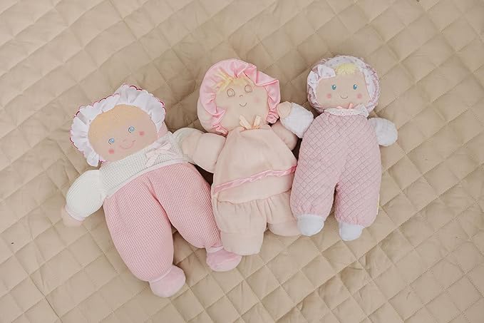 Genius Baby Toys Soft Baby Doll - Cuddly and Soft - Perfect First Baby Doll for Infants and Toddler - Cute Pink and White Outfit - No Hard Parts - Nontoxic First Doll - Perfect for Baby Shower