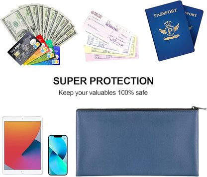 4Pack Money Bag 11 X 6 ", Safe Durable Money Bags with Zipper for Cash Waterproof, Coin Money Pouch PU Leather Bank Bag, Bank Bags with Zipper for Checks Makeup Bills Receipts Tool Storage Bag (Navy)