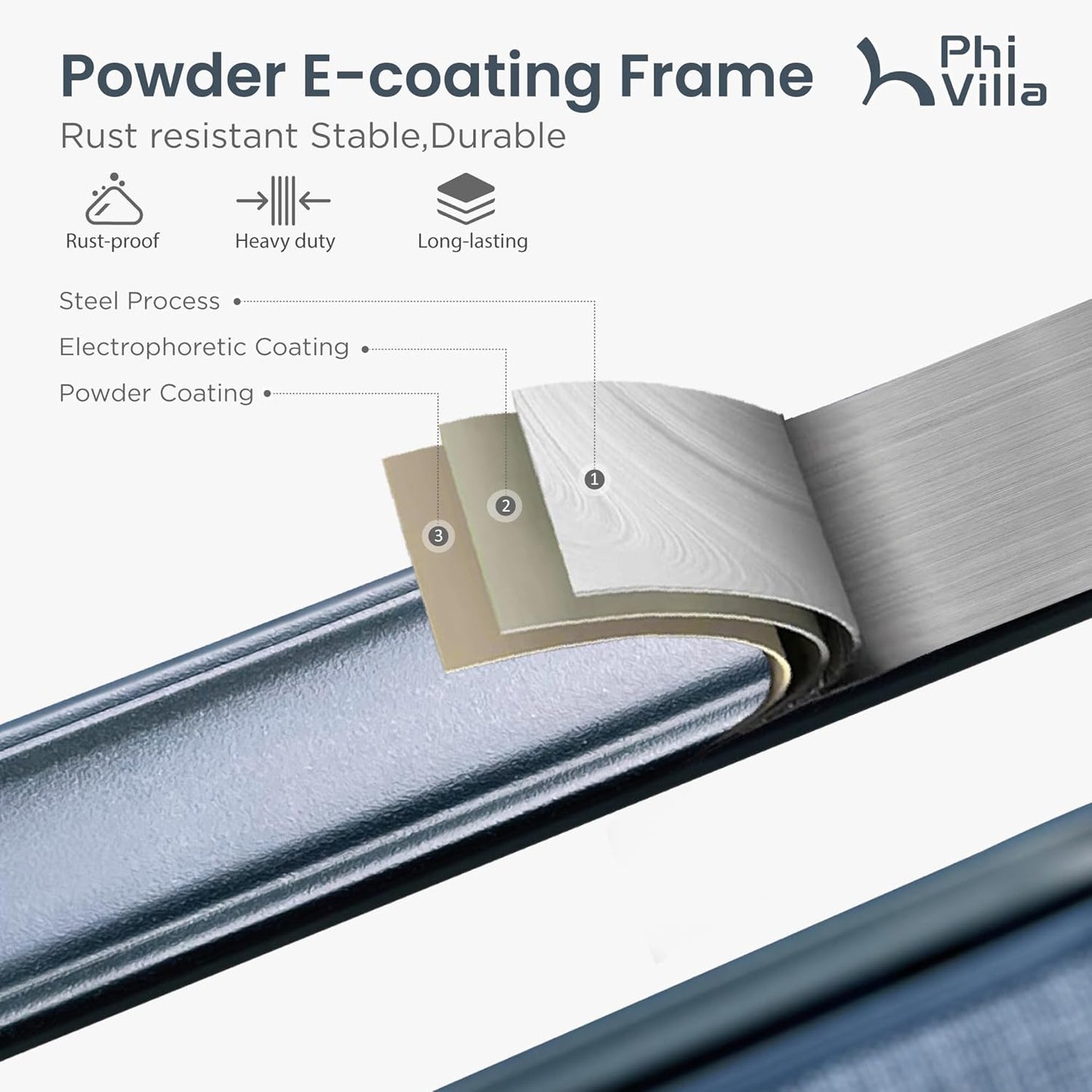 PHI VILLA Outdoor Swivel Bar Stools Set of 2, 30" Bar Height Tall Patio Chairs with All Weather Textilene Fabric, High Top Bar Chairs for Balcony, Porch and Deck, Blue