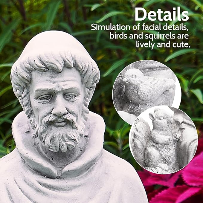 TOETOL St Francis Garden Statues 31 Inch Saint Francis of Assisi Catholic Christian Yard Decor Lawn Garden Patio Outdoor Sculptures Magnesium Oxide Stone Grey Garden Art Decorations