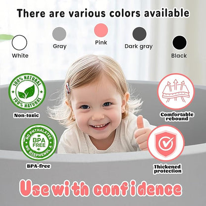 Foam Ball Pit for Toddlers Kids Square Soft Ball Pool Ideal Gift Play Toy for Children Kiddie Pools - Light Gray