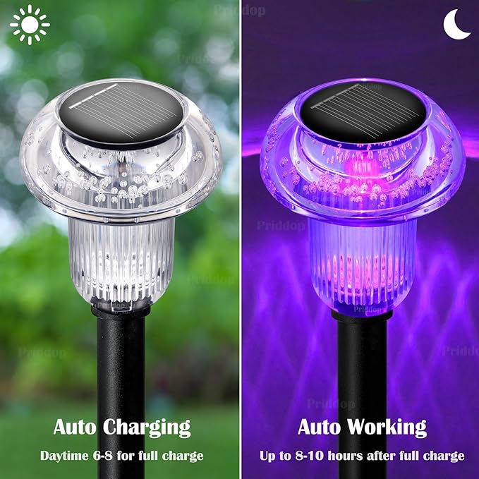 Solar Lights Outdoor Pathway Lights 8 Pack LED Waterproof Color Changing Mushroom for Garden Landscape Path Lawn Yard Decor