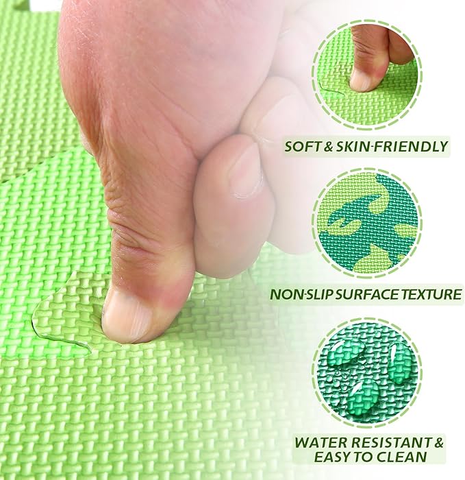 Coolcandy Baby Play Mat Without Fence, 9Pcs Interlocking Puzzle Floor Mat, 0.4" Thick Non-Toxic EVA Foam Play Mat, for Infants & Toddlers 3-36 Months, Soft Puzzle Tiles for Play Areas