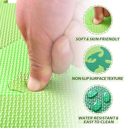 Coolcandy Baby Play Mat Without Fence, 9Pcs Interlocking Puzzle Floor Mat, 0.4" Thick Non-Toxic EVA Foam Play Mat, for Infants & Toddlers 3-36 Months, Soft Puzzle Tiles for Play Areas