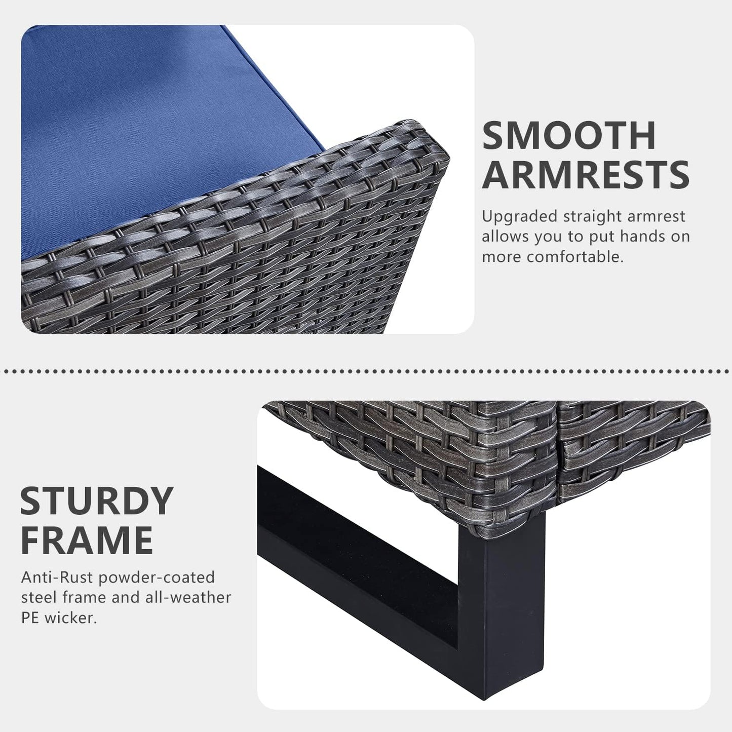 HUMMUH 7 Piece Patio Furniture Set with Fire Pit 41in 55,000 BTU,Wicker Outdoor Conversation Sets - Patio Swivel Chairs Sofa Ottomans,Side Table for Porch,Garden,Backyard