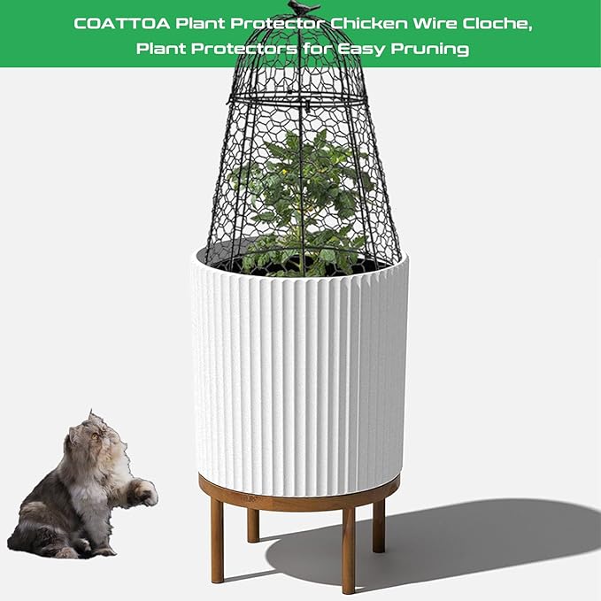 Plant Protector Chicken Wire Cloche 6 PCS, Plant Protectors from Animals, 18.7×12 Inch Large Garden Cloches for Plants, Sturdy 2-in-1 Cloche Dome for Plants, Plant Protectors for Easy Pruning