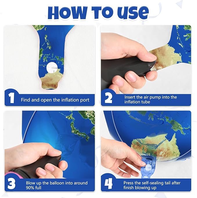 6 Pcs Globe Earth Balloons, 22 Inch Big World Map Foil Balloons, Planet Large Round Sphere Balloon for Travel Adventure Earth Day Birthday Party Decorations