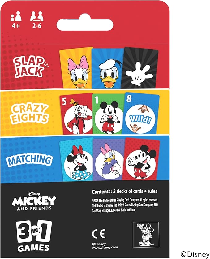 Bicycle Disney Games Bundle: 3 in 1 Mickey Card Games, 3 in 1 Pixar Card Games, and Disney Pixar Forks: Plays Like Spoons, Includes 7 Different Games