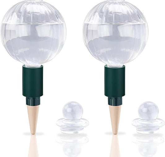 23 oz Extra Large Plant Watering Globes Top Fill, Clear Glass Water Bulbs with Terracotta Spikes Adapter, Slow Release Vacation Plant Watering Devices, Automatic Drip Irrigation, 2 Pack