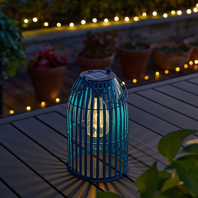 Solar Lantern Outdoor Waterproof Hanging Metal Birdcage Shaped Lantern Decorative Solar Light for Garden Yard Patio Porch