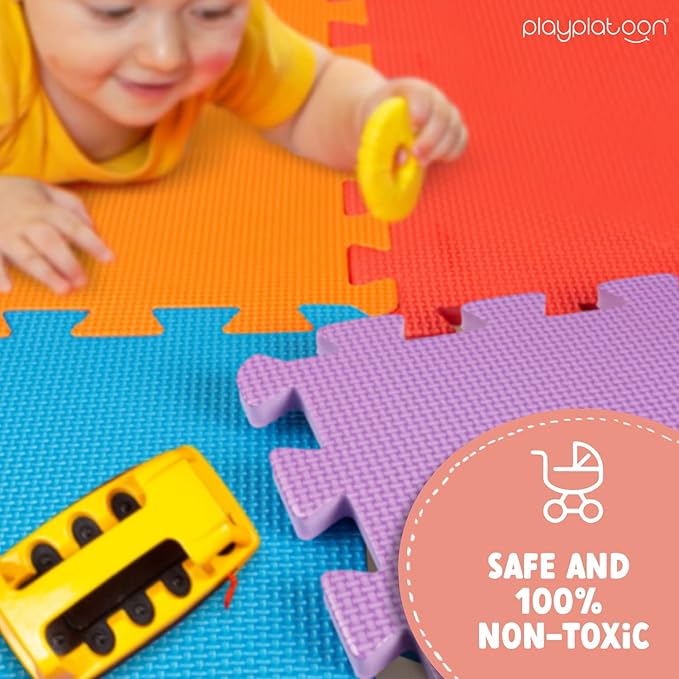 Non-Toxic Extra-Thick 36 Piece Children Play & Exercise Mat - Comfortable Cushiony Foam Floor Puzzle Mat, 6 Vibrant Colors for Kids & Toddlers