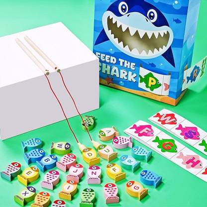 Cinrobiye Fishing Game for Shark ABC Alphabet Match, Fine Motor Skill Builder, Alphabet Games and Sorting Set, Preschool Learning Activities, Toddler Matching and Learning Activities Gifts