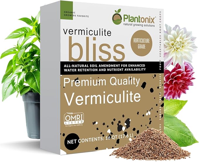 Vermiculite Bliss (16 Qts) - Organic Vermiculite for Gardening - Fine Grade Vermiculite for Plants - Coarse Vermiculite Soil Amendment - Bulk Vermiculite for Garden Soil, Perlite, & Seed Starting