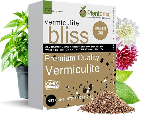 Vermiculite Bliss (16 Qts) - Organic Vermiculite for Gardening - Fine Grade Vermiculite for Plants - Coarse Vermiculite Soil Amendment - Bulk Vermiculite for Garden Soil, Perlite, & Seed Starting