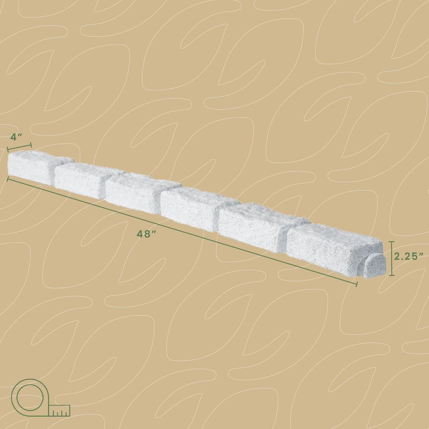Beuta Landscape Edging | Garden Edging Border | Faux Stone Bricks for Lawn edging, Flower beds, Pathways & Yard Edging– 10 Packs | Each Section Has 6 Bricks 48"L x 4"W x 2.25"H | 30 Spikes |Limewash